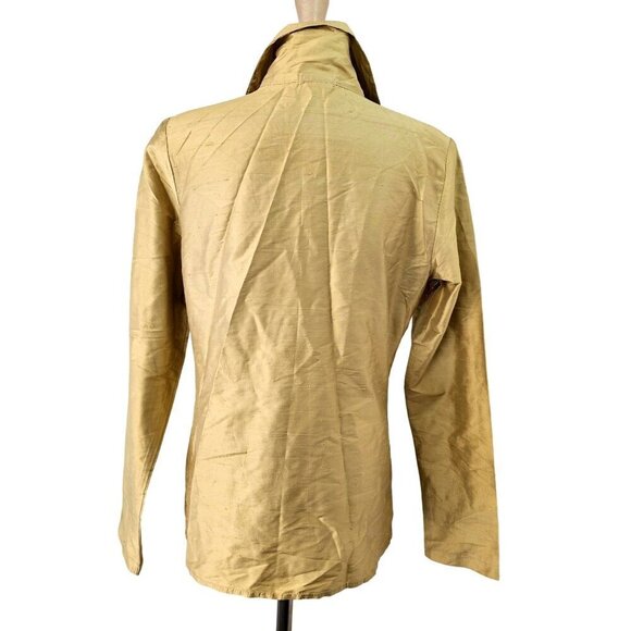 DB Sport 70s Gold Silk Embroider Fitted Blouse Sz S Collared Button Up Long Slv - Picture 2 of 9